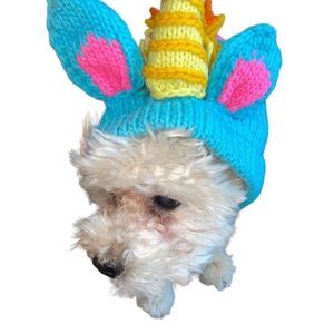 Hand Knit Custom Puppy Unicorn Sweater New